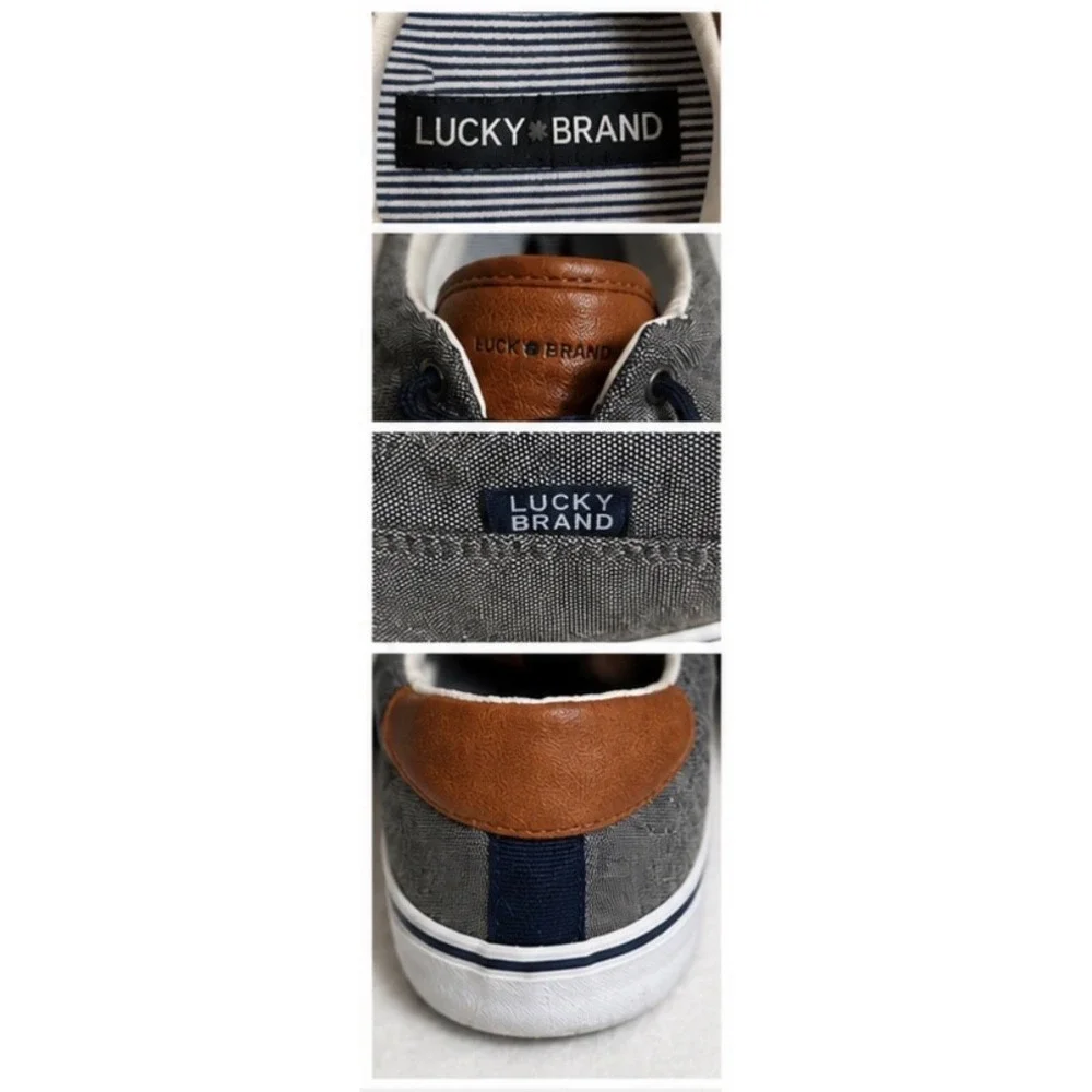 LUCKY BRAND MEN'S CANVAS SNEAKERS GRAY / NAVY / BROWN